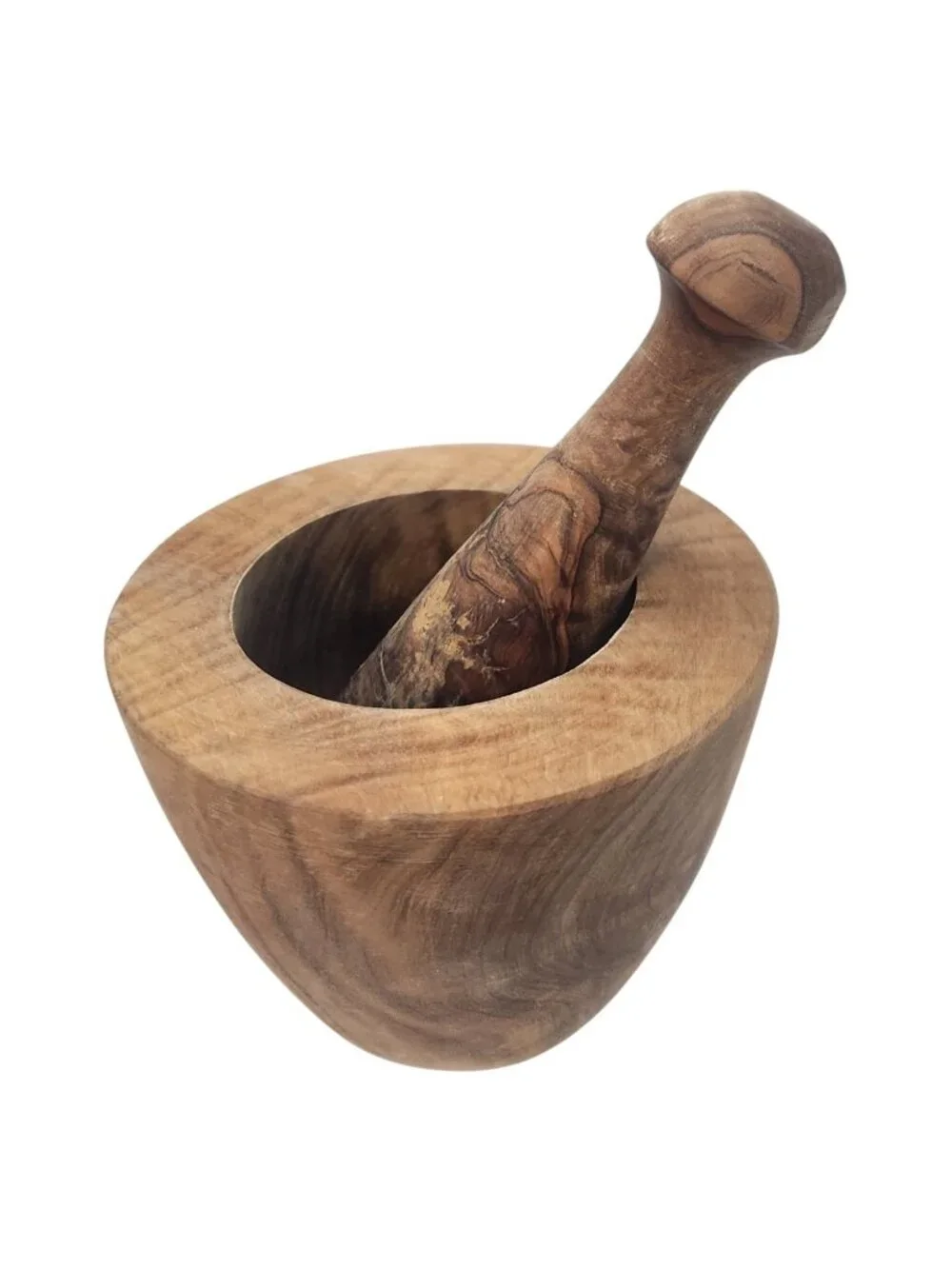 Hand Turned Hardwood Mortar & Pestle Rustic Artisan Kitchen Spice Grinder 3.8